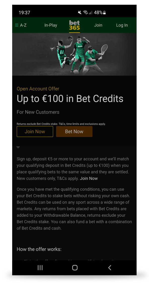 Bet365 app bonus
