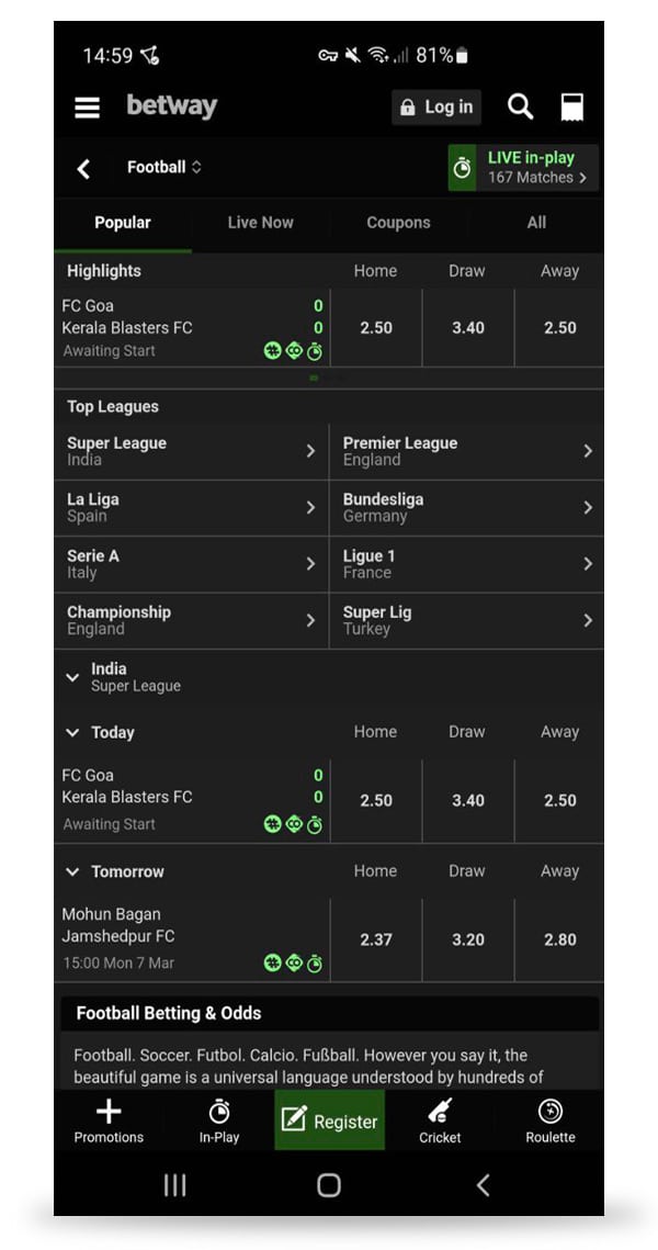 Betway betting program
