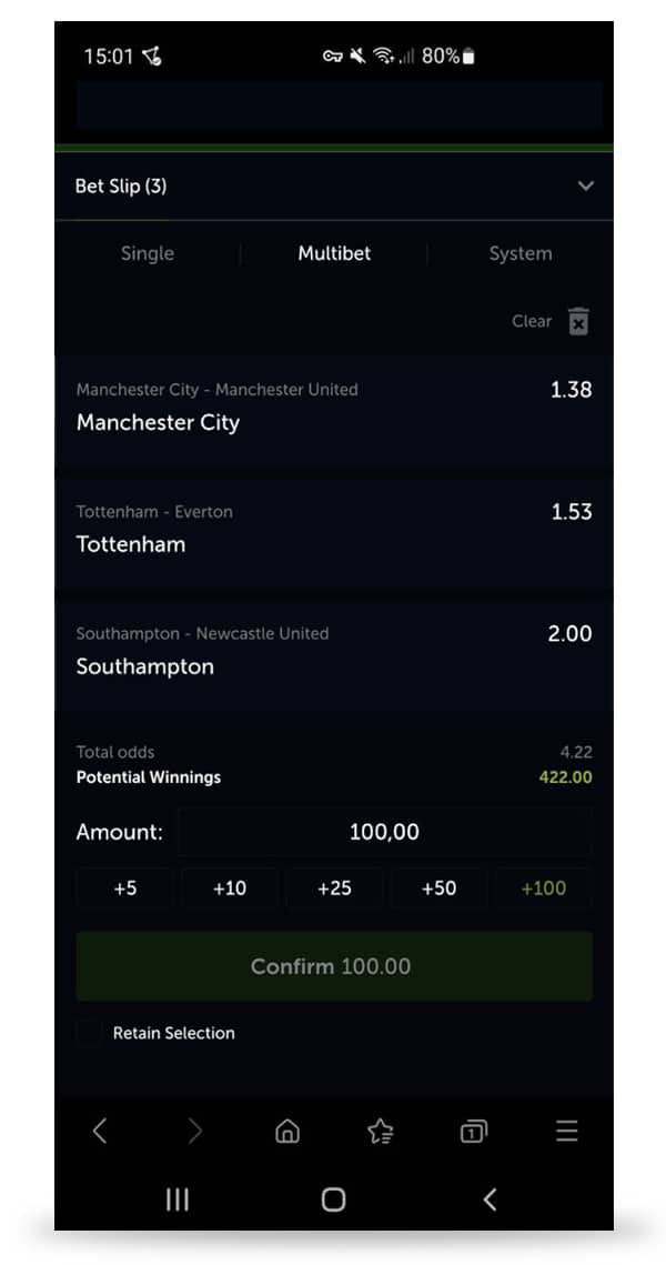 Betway betting slip